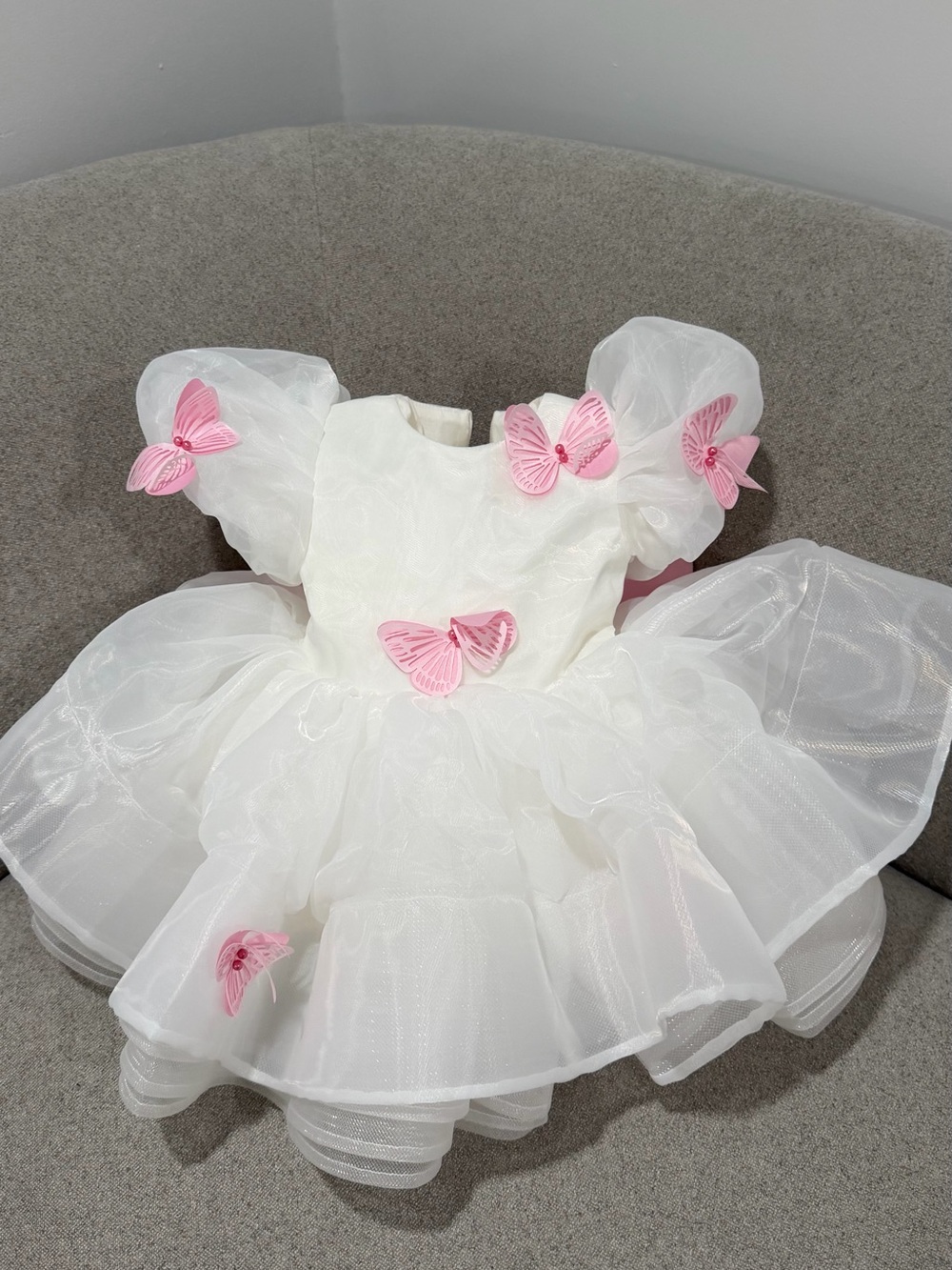 Baby Birthday Dress with Pink Butterfly Wings